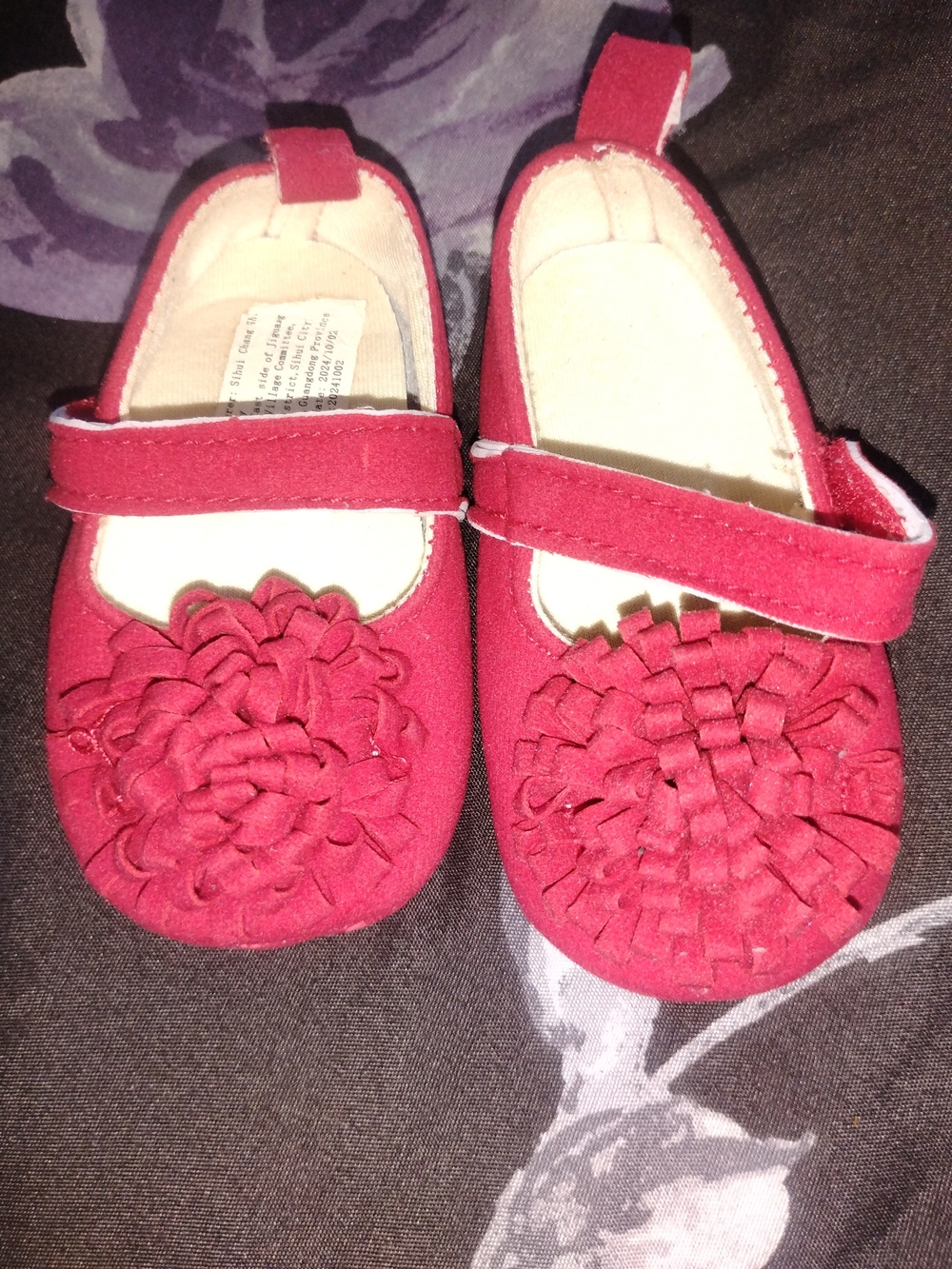 Kids Mary Jane Shoes with Flower Accent - Red